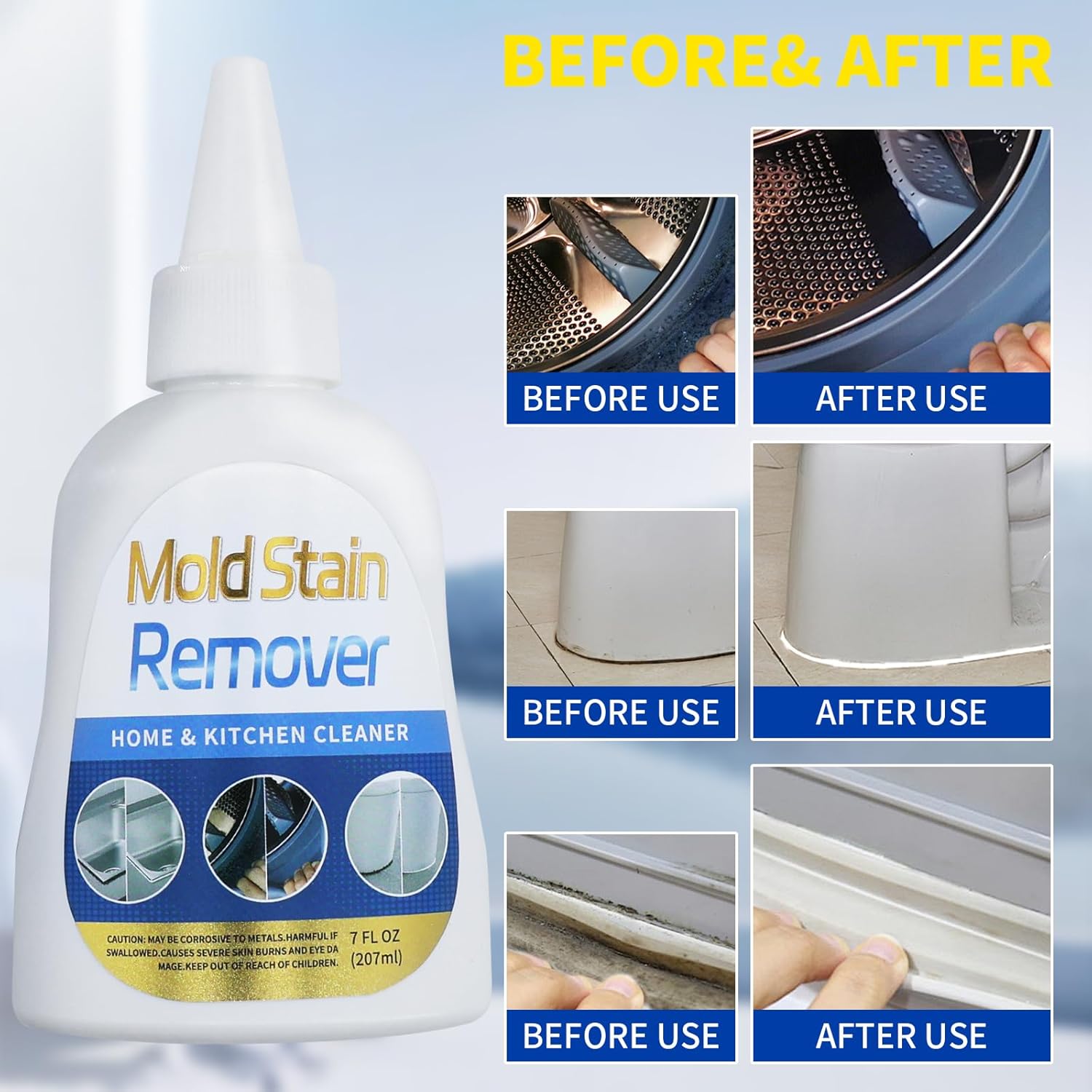 Skiennix Washing Machine Cleaner - Heavy Duty Stain Removal Gel for Appliances & Grout (7 fl oz)