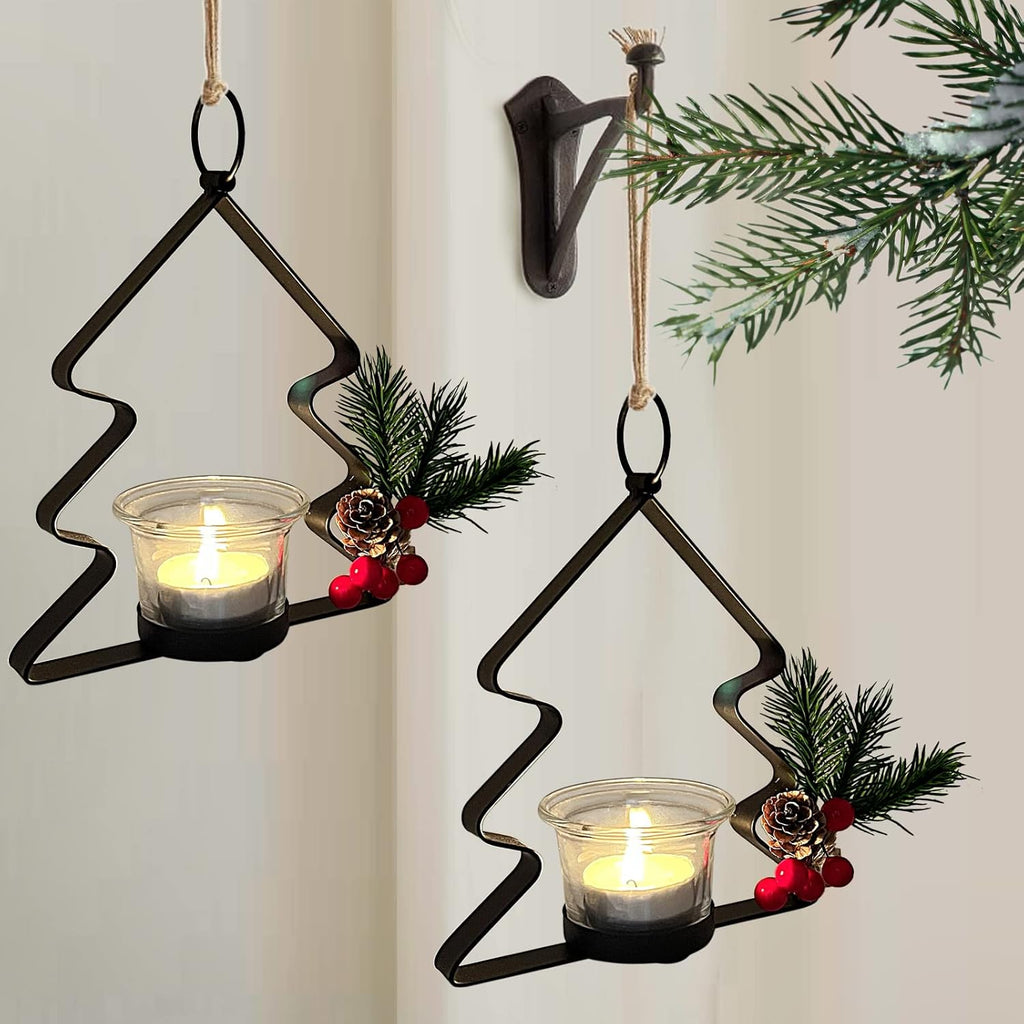 SHMILMH Glass Tealight Candle Holders - Set of 4 Black Votive Holders for Wall Decoration