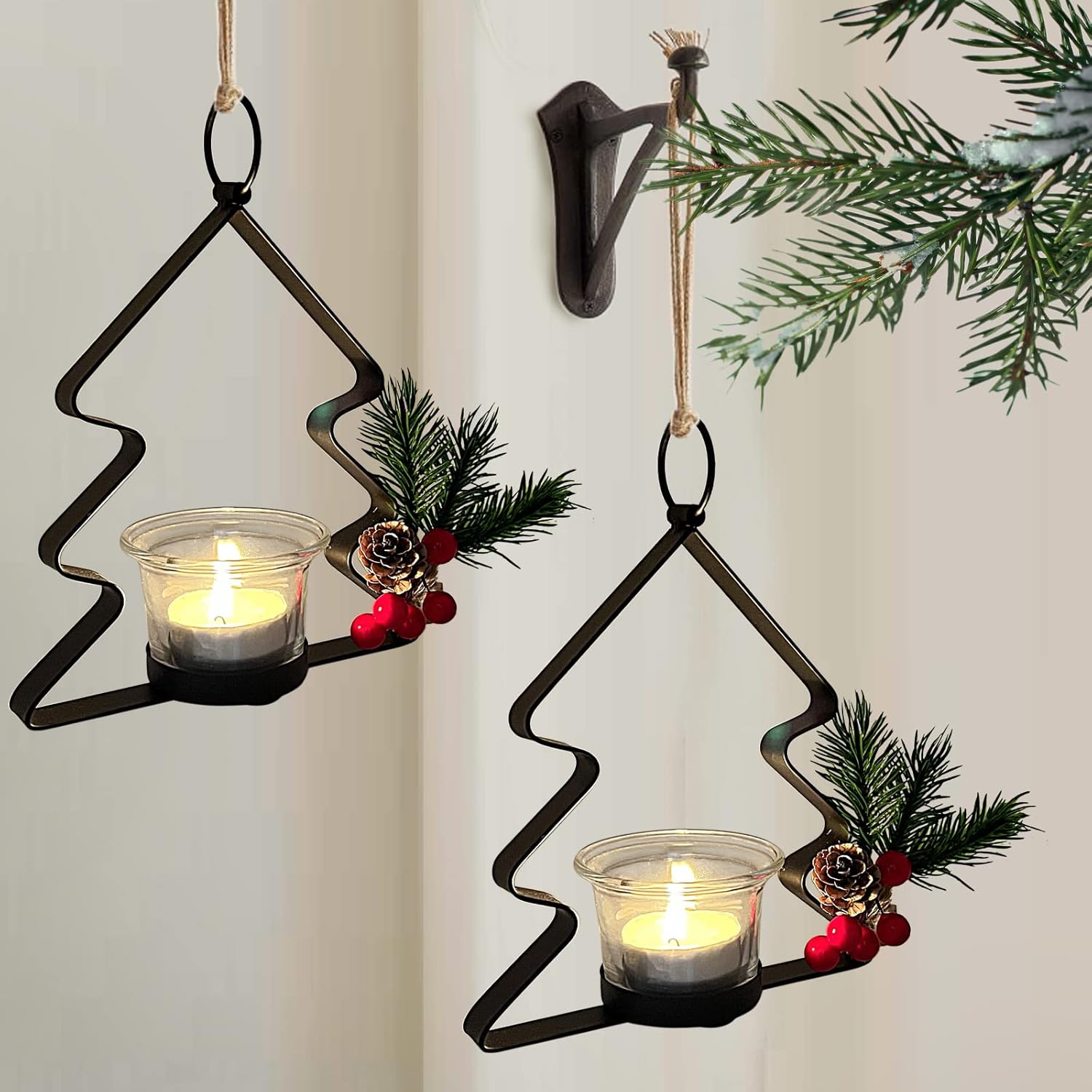 SHMILMH Glass Tealight Candle Holders - Set of 4 Black Votive Holders for Wall Decoration