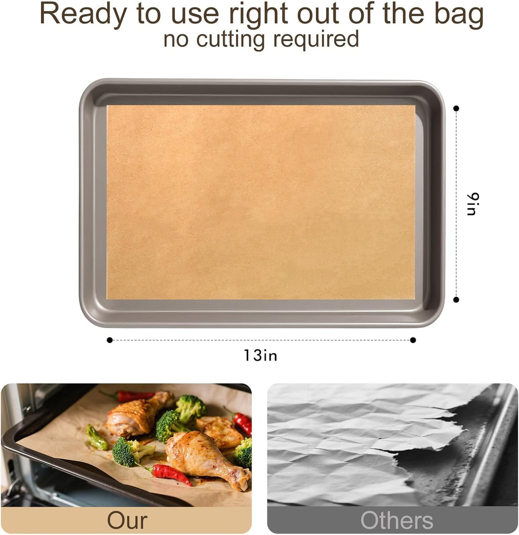 Skiennix Unbleached Parchment Paper Sheets - 200 Pcs Precut Non-Stick 9x13 Inches for Baking & Cooking