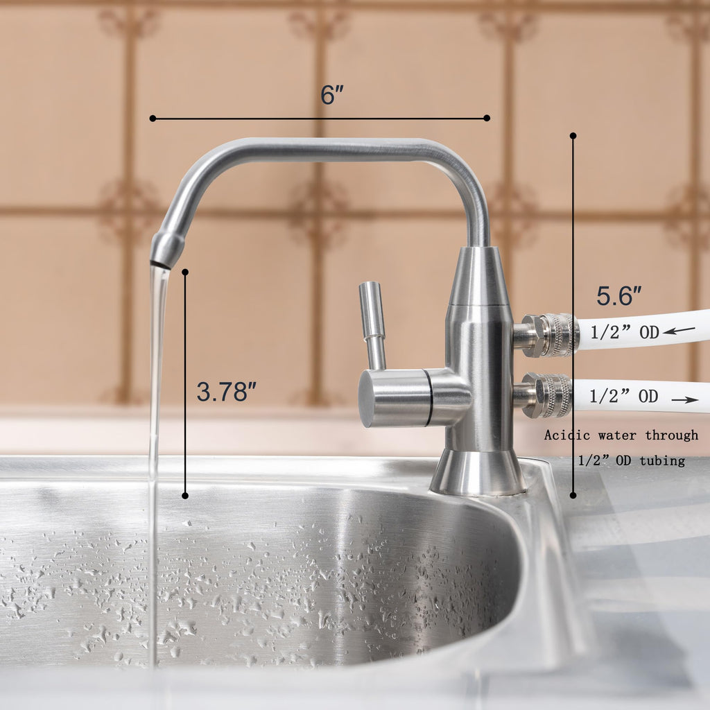 Alkaline Water Faucet, 1/2" Two spout ionizer Faucet Stainless Steel for Alkaline Water Ionizer Filtration System