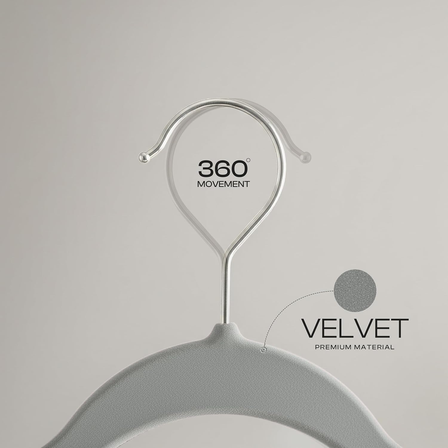 Utopia Home Velvet Hangers - 150 Pack Luxury Non-Slip Slim Coat & Pant Hangers | Strong Space-Saving Design, Grey