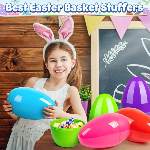 BainGesk Jumbo Easter Eggs - 10" Large Fillable Plastic Eggs for Kids' Egg Hunt | 8-Pack Party Favors