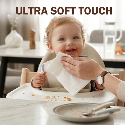 JINVOGREEN 1000 Count White Paper Napkins - Soft & Absorbent 1-Ply Dinner Napkins | 6.5 x 6.5 Folded