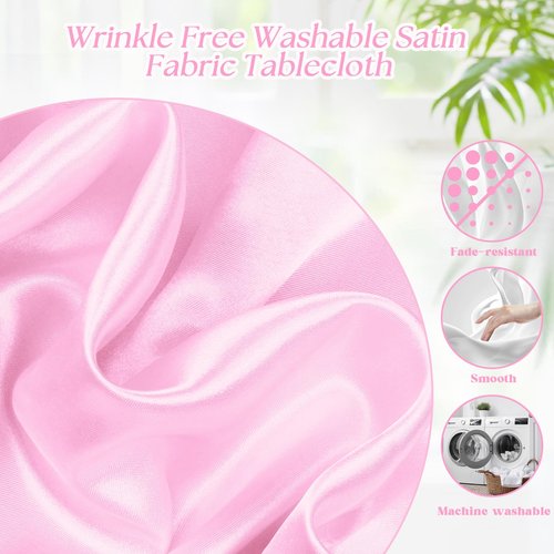 Entisn 6 Pack 120 Inch / 10ft Round Tablecloth, Pink Satin Table Cover for 8-12 Seats, Wrinkle Resistant and Washable Silky Table Cloths for Wedding Party Banquet Events Decoration