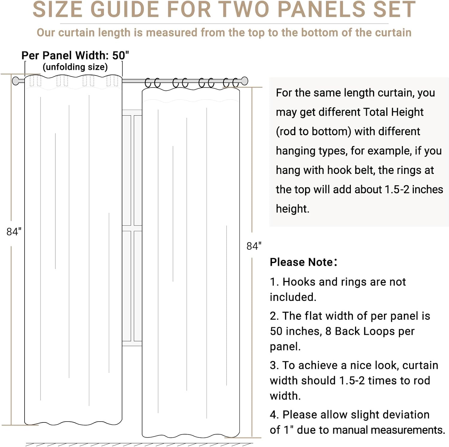 Skiennix 100% Blackout Linen Curtains - Thermal Insulated Drapes, 50" W x 120" L, Oatmeal | 2 Panels Set
