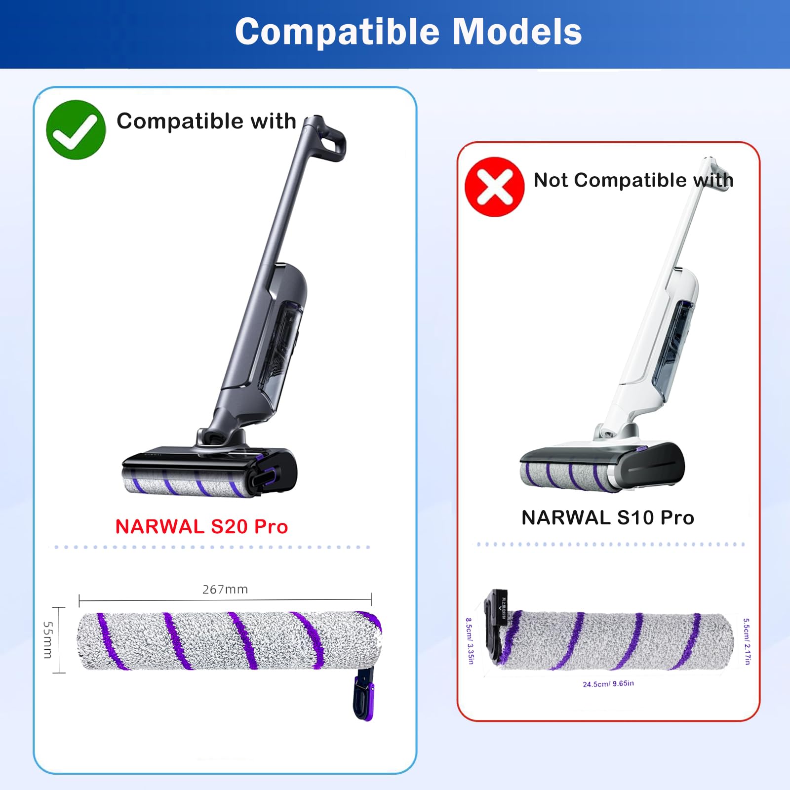 S20 Pro Accessories for NARWAL S20 Pro Wet Dry Vacuum Cleaner, NARWAL Replacement Parts inclue 4 HEPA Filters & 2 Brush Rollers