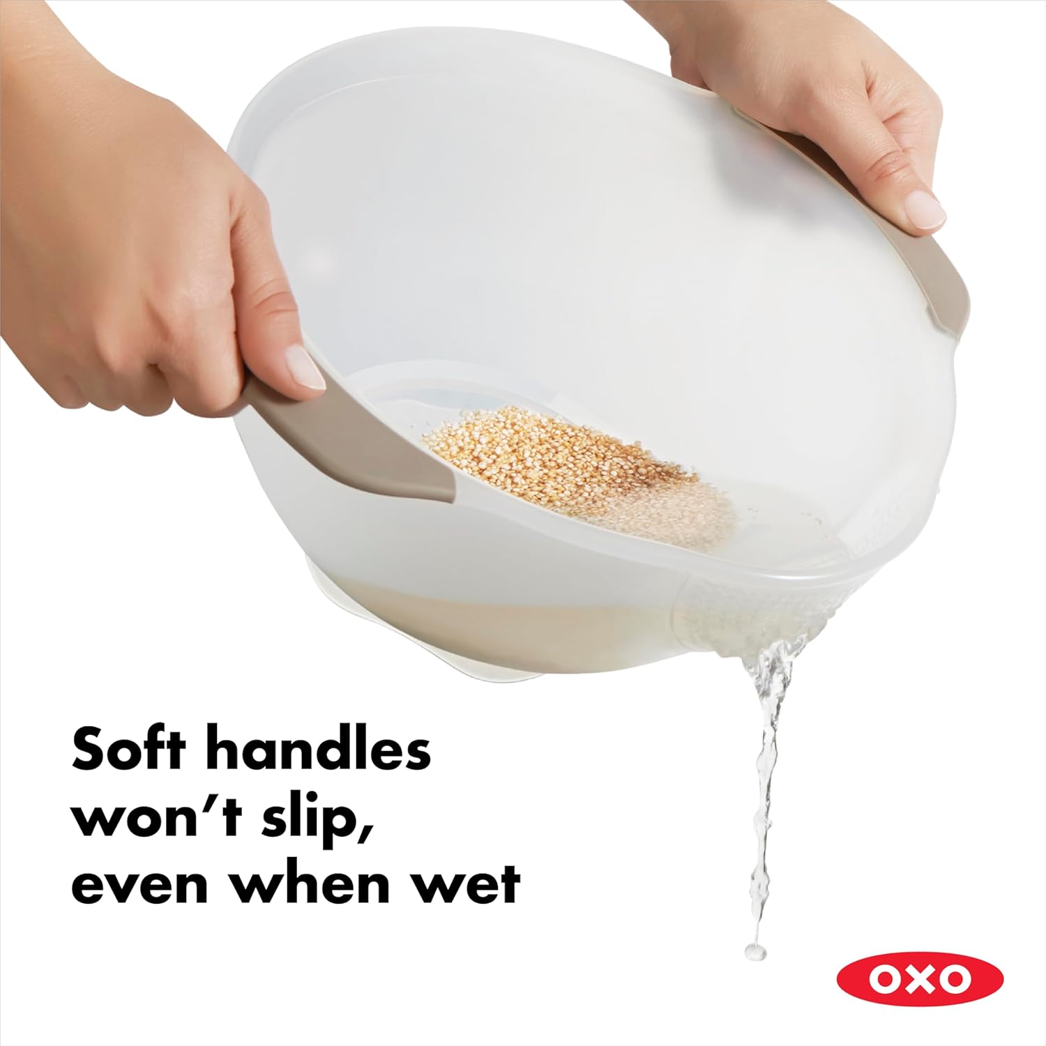 OXO Good Grips Colander - Efficiently Wash Rice & Small Grains | Durable Design for Easy Use