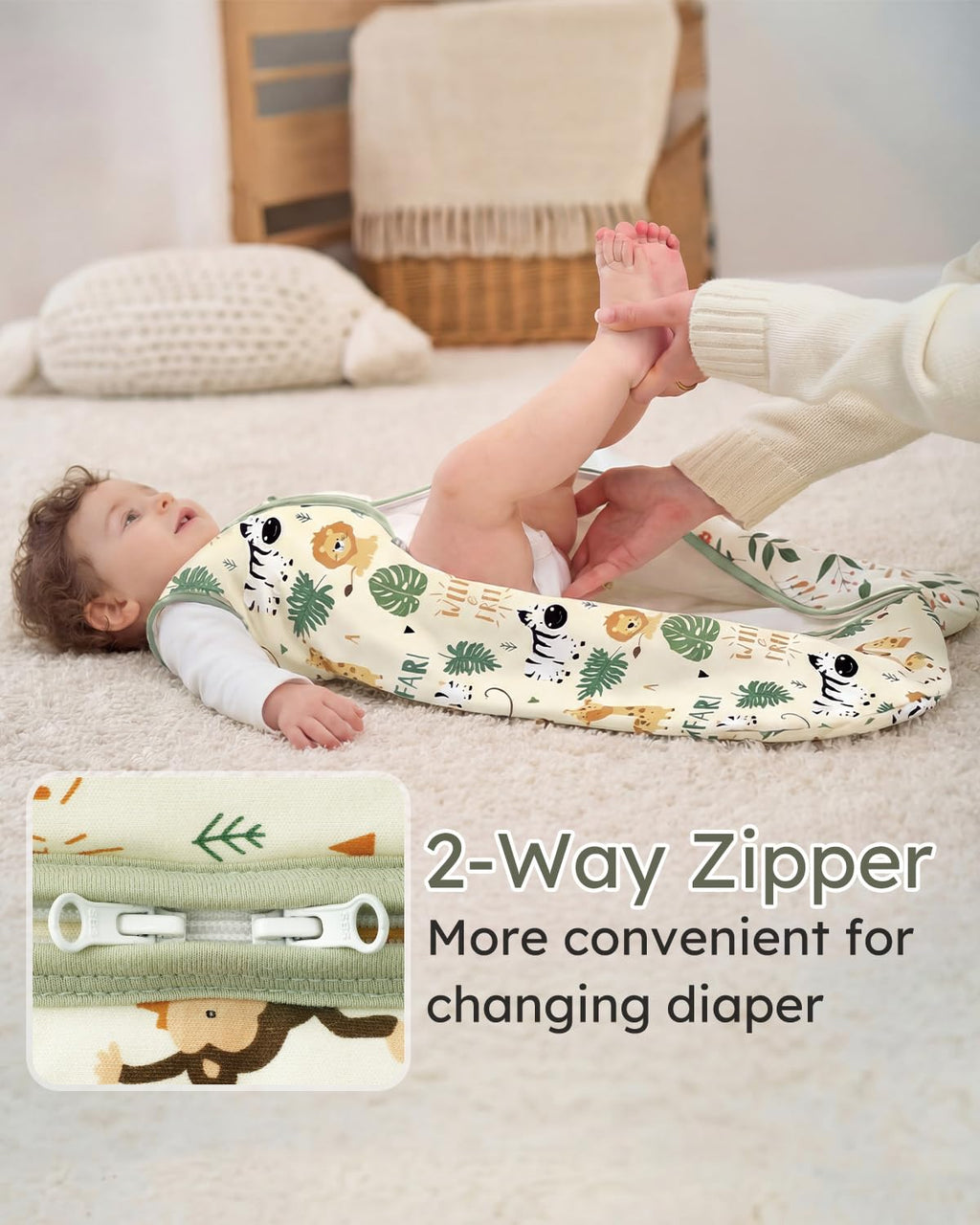 Yoofoss Baby Sleep Sack - 1.5 Tog Wearable Blanket for 6-12 Months | Soft Organic Cotton, 2-Way Zipper