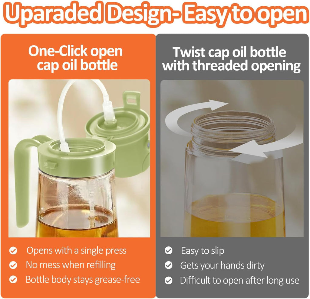 YARRAMATE Oil Sprayer - 16oz Easy Refillable Glass Dispenser for Cooking | Food-Grade Design (Green)