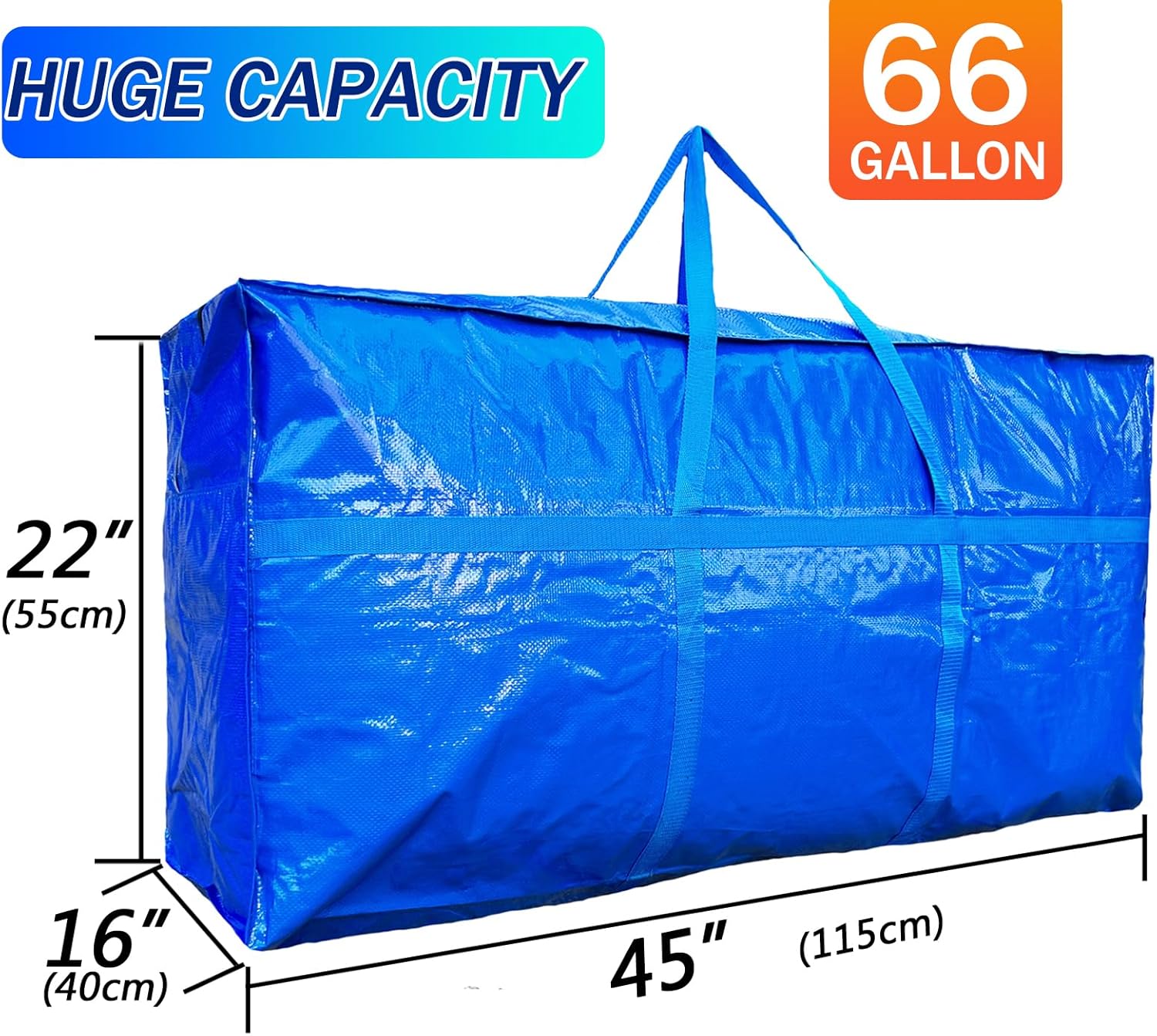 66 Gallon Extra Large Storage Bags by [Brand Name] - Heavy Duty Duffle with Zipper & Strong Handles | Waterproof & Dust-Proof