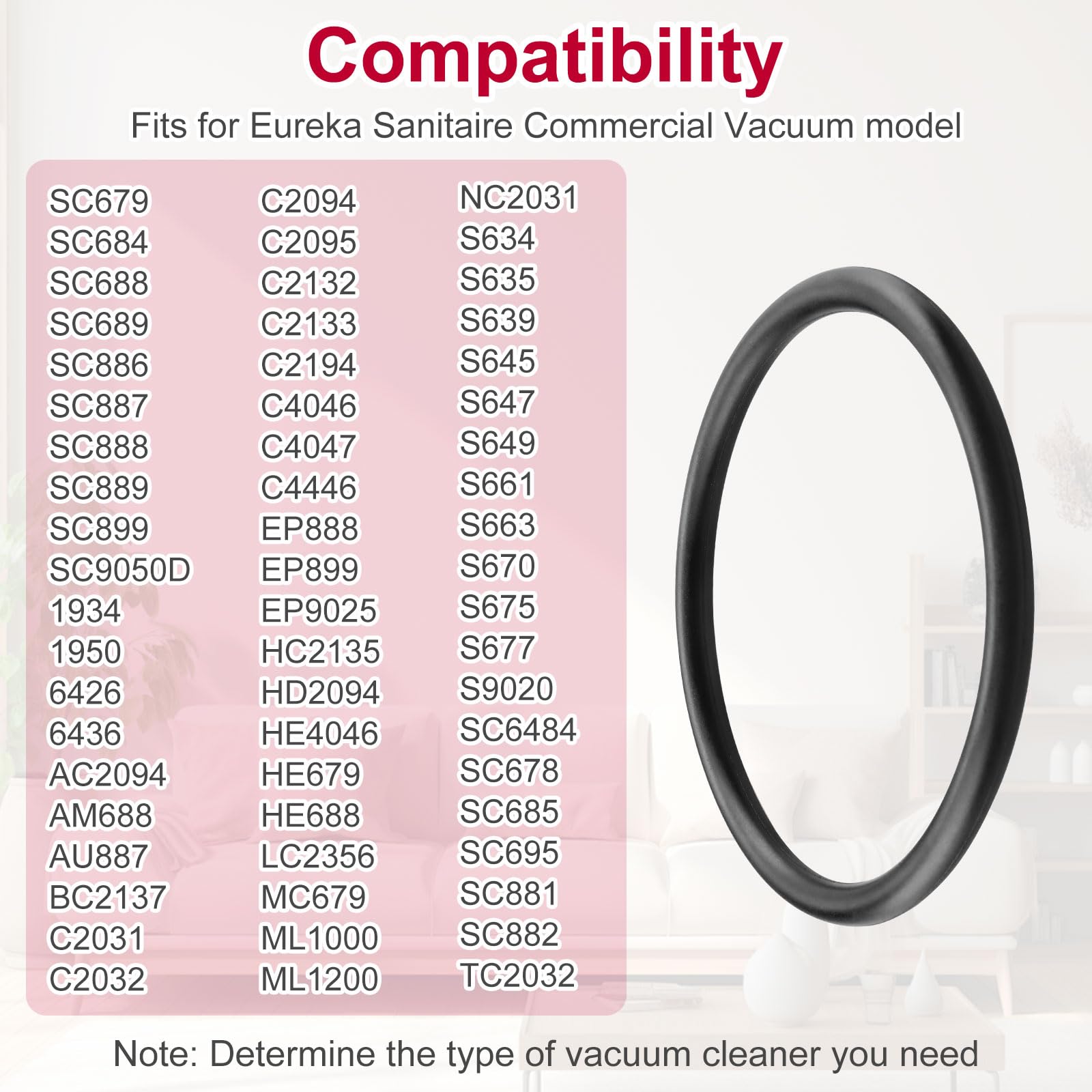 Vacuum Belt 30563B Fits for Sanitaire Eureka Vacuum Cleaner SC679K C2094 Belt, Style Round Vacuum Cleaner Belts (10 PCS)