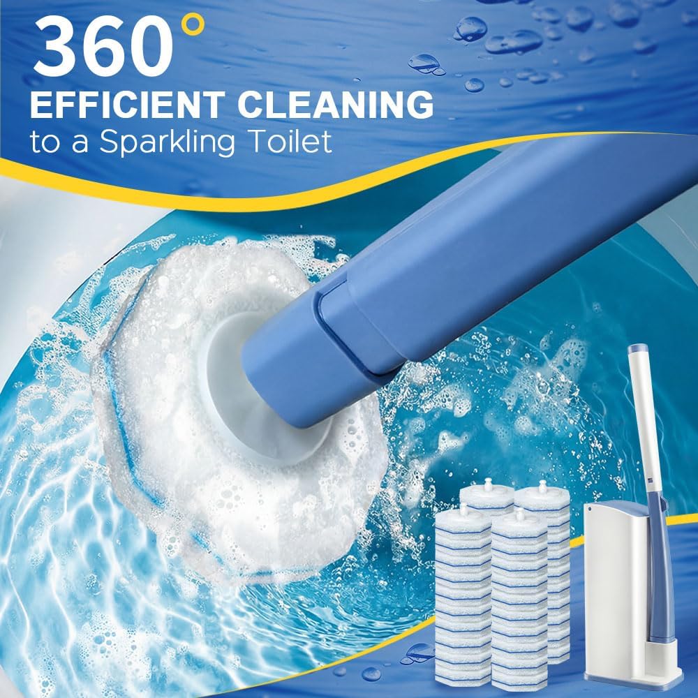 Roundsquare Disposable Toilet Bowl Cleaner - 40 Disinfecting Refill Heads & Wands | Complete Cleaning System