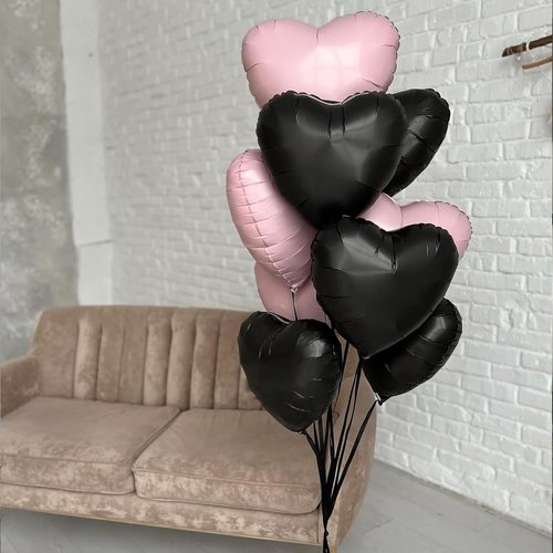 Black Heart | 10 Pcs Black Foil Heart Balloons - 18 Inch Helium Polyester Film for Valentine's & Weddings