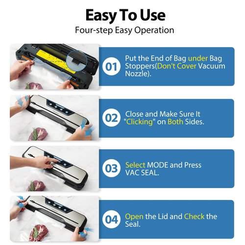 Automatic Food Vacuum Sealer Machine, Beelicious 8-In-1 Food Vacuum Saver with Starter Kits, Pulse Function, Moist & Dry Mode and External VAC for Jars and Containers, Stainless Steel