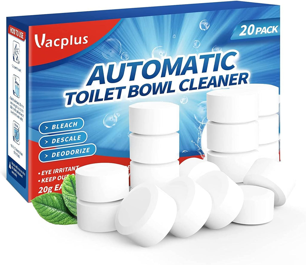 Vacplus Toilet Bowl Cleaner Tablets - 20 Pack | Automatic Bleach Cleaners for Deodorizing & Descaling