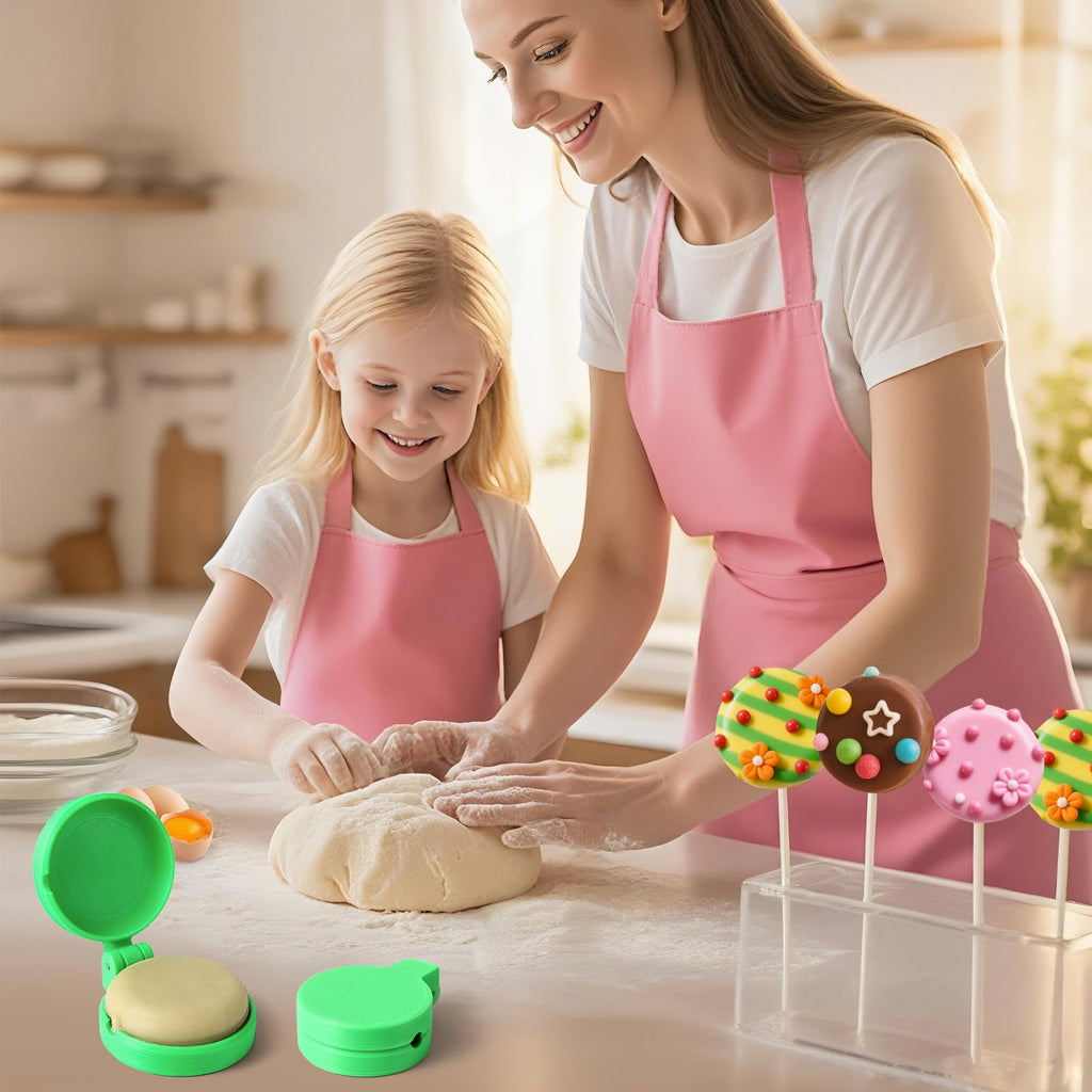 MITCHENIFY 2 PCS Disc Cake Pop Mold Shapes Press Set, 3D Printed Cake Pop Cutter and Pusher, Baking Tools Accessories for Home Baking, Birthday Parties, Wedding Desserts