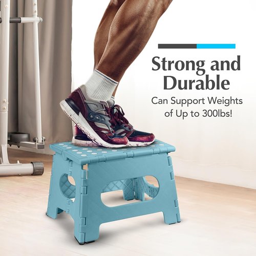 Handy Laundry Folding Step Stool - Lightweight & Sturdy for Adults and Kids - Easy One-Flip Open - Teal | 2-Pack