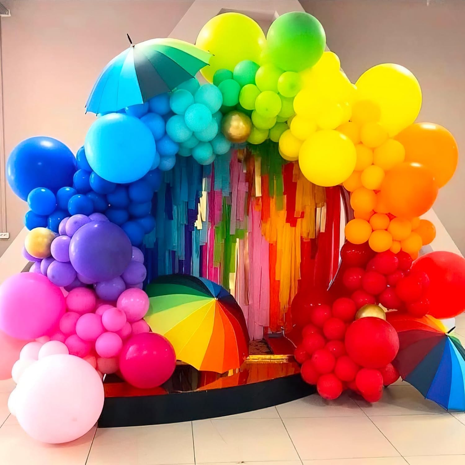 PartyWoo Rainbow Balloons - 50pcs Multicolor 5-Inch Balloons for Graduation & Birthday Celebrations