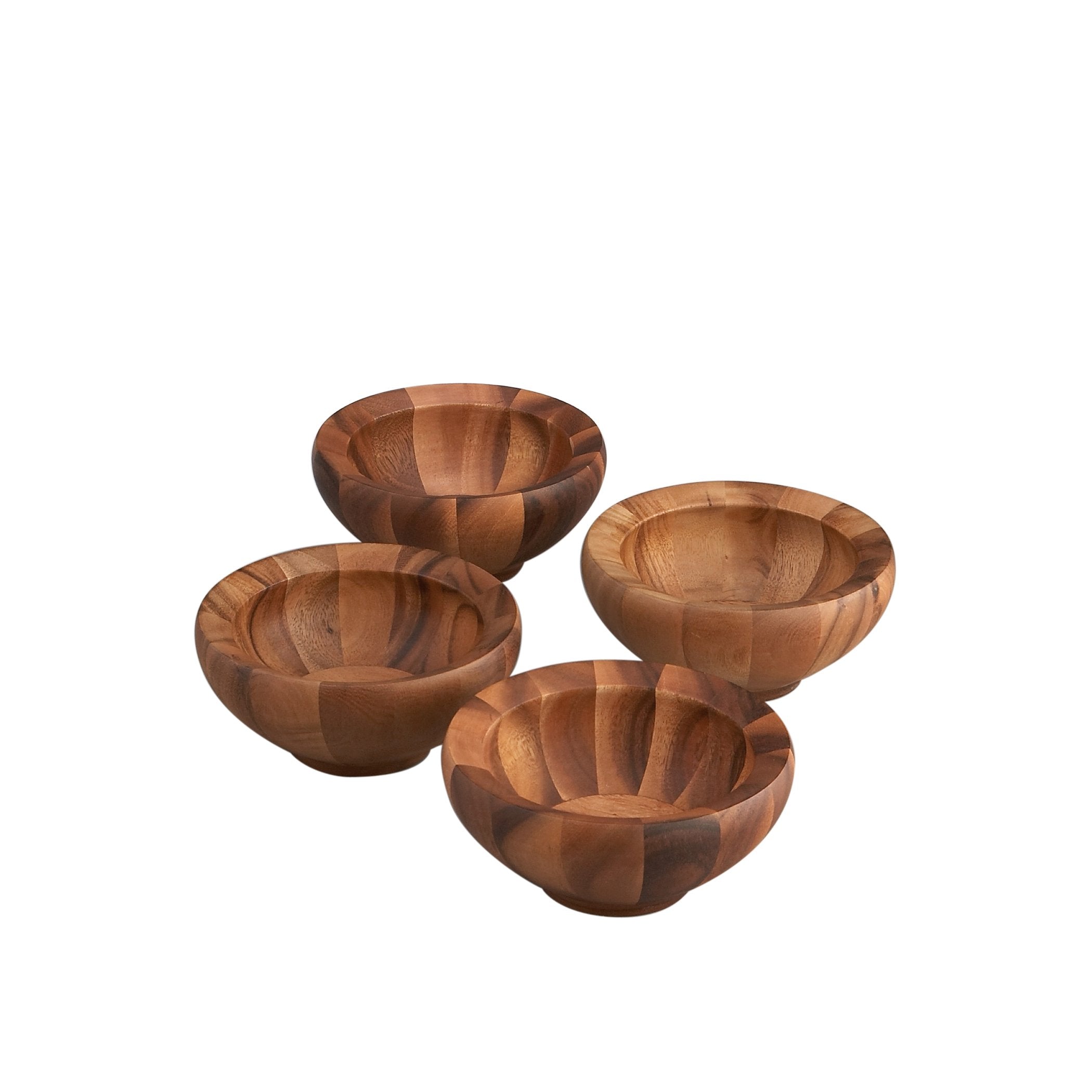 Nambe Yaro Individual Salad Bowls | Set of 4 | Serve Condiments, Dip, Sauce, Nuts, Olive, Salsa | Vegetable Prep Bowls | Made of Acacia Wood | Designed by Sean O’Hara (36-Oz)