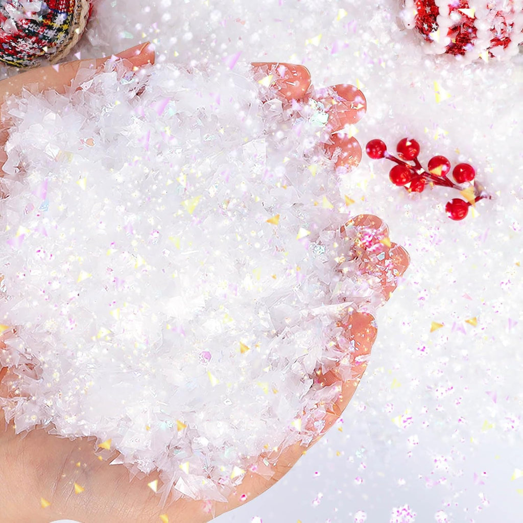 RGQSUN Christmas Artificial Flake Snow - Sparkling Fake Snow for Crafts & Party Decor | 21.1oz