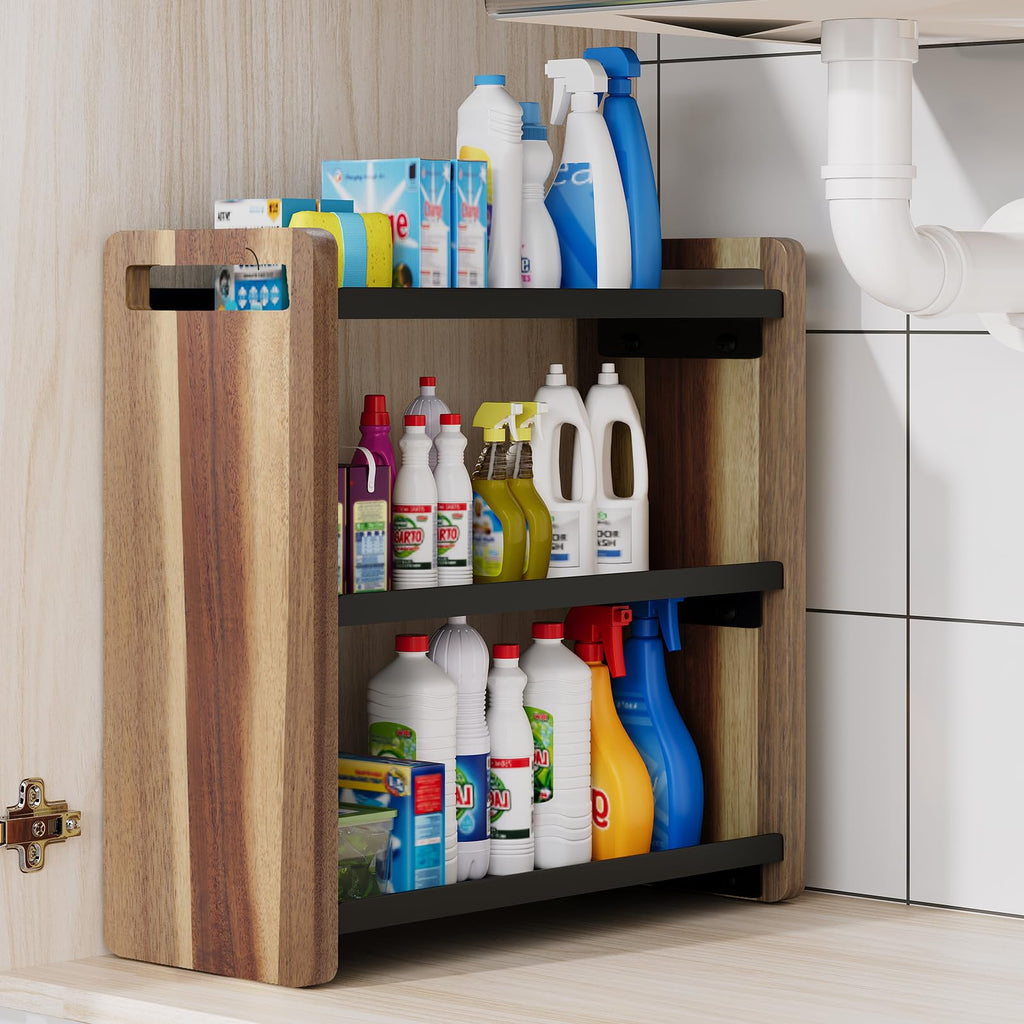 UJQSUN Bathroom Counter Organizer,Bathroom Counter Shelf,Bathroom Organizers,Under Sink Organizer,Cologne Organizer For Men,Cologne Cabinet,Spice Rack Organizer for Cabinet,Gifts(Brown 3 Tier)