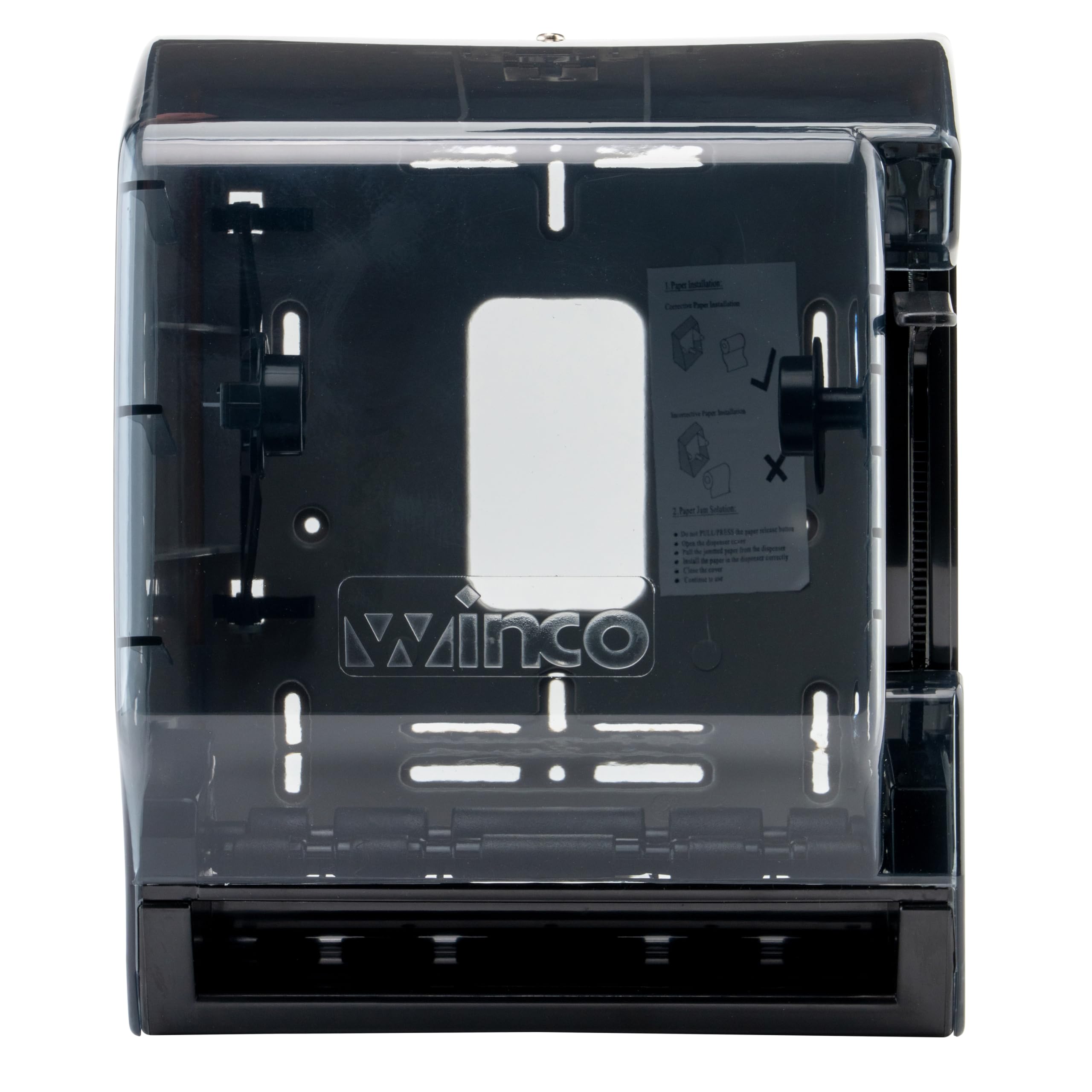Winco Paper Towel Dispenser, Medium, Gray, Black