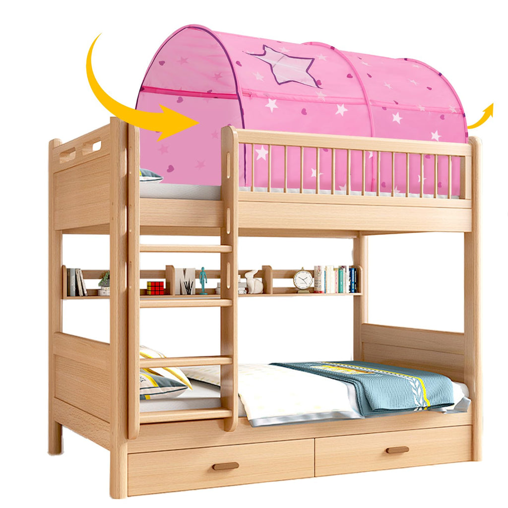 Alvantor® Starlight Bed Canopy Dream Play Tents Playhouse Privacy Space Twin Sleeping Indoor Stars Boys Girls Pop Up Portable Frame Curtains Pink, Patent Pending