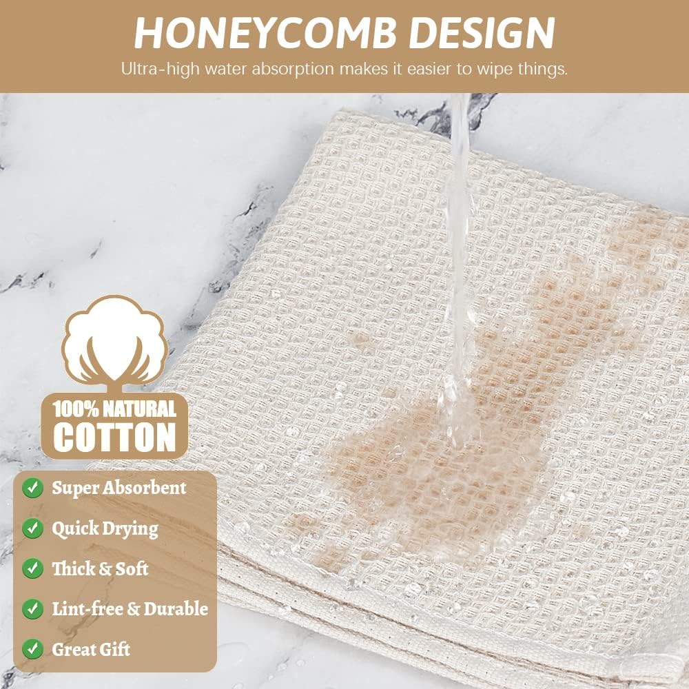 Nialnant Kitchen Towels Set - 100% Cotton Soft Absorbent Dishcloths | Quick Drying, 12x12 Inches, Multi-Color