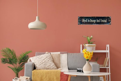 I Myself Am Strange And Unusual Street Sign Retro Funny Wall Decor Metal Tin Signs Fall Season Horror Theme Inappropriate Humor Bar Home College Dorm Decor 16x4 in