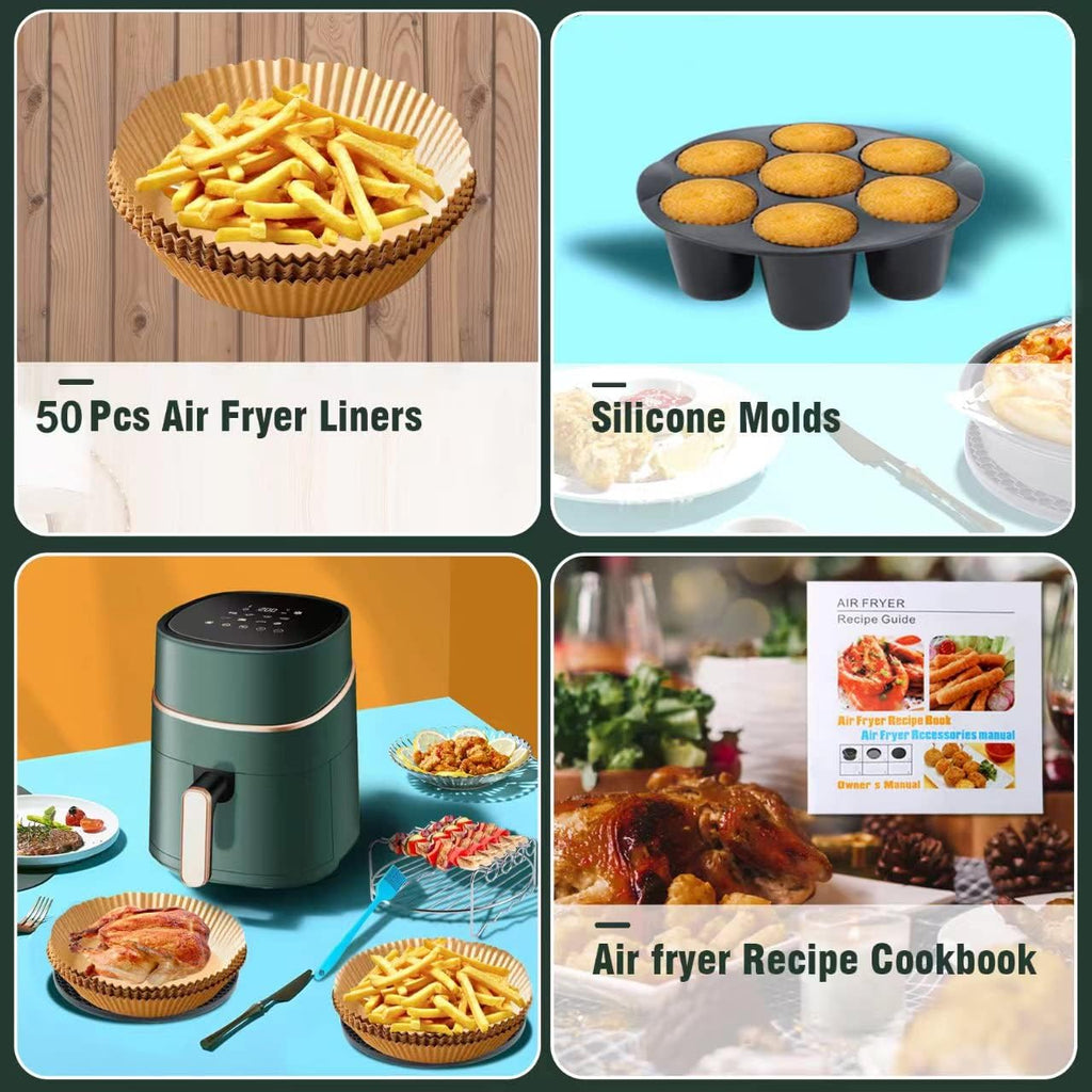 Ninja Air Fryer Accessories - 12 PCS Set with Oven Cake Pan, Pizza Pan & Air Fryer Liner | Fits 3.6-5.8QT