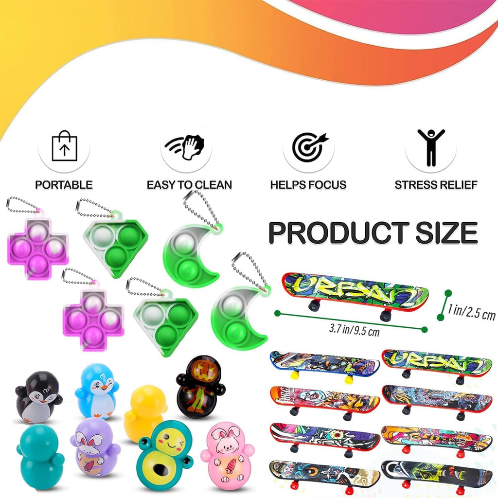Skiennix 128 Pcs Easter Egg Fillers - Fidget Treasure Box Toys for Kids | Classroom Prizes & Goodie Bag Stuffers