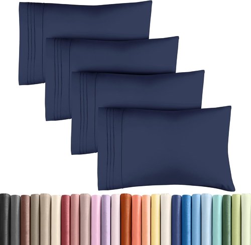 King Pillow Cases by Luxury Home | Ultra Soft Hotel Quality - Wrinkle-Free, Stain & Fade Resistant - Navy Blue, Set of 4