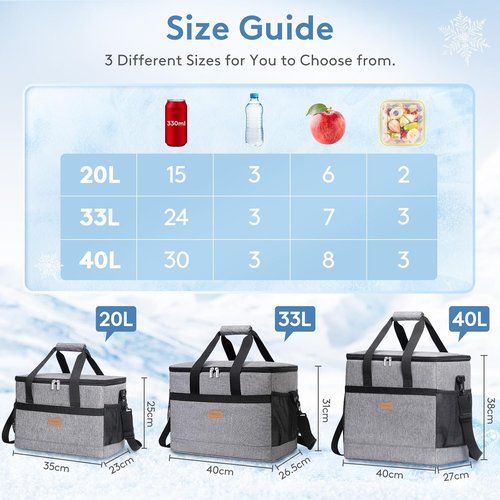 Lifewit Cooler Bag - Insulated & Collapsible Soft Tote for 30/50/60 Cans | Leakproof for Camping & BBQ