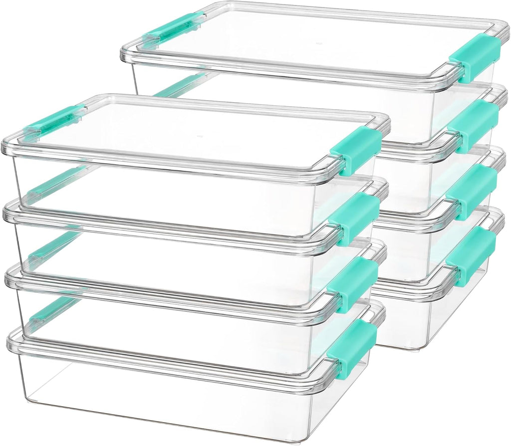 Vtopmart 6 Qt Clear Plastic Storage Bins with Lids - Stackable Organizers for Home, Office & Crafts | 8 Pack