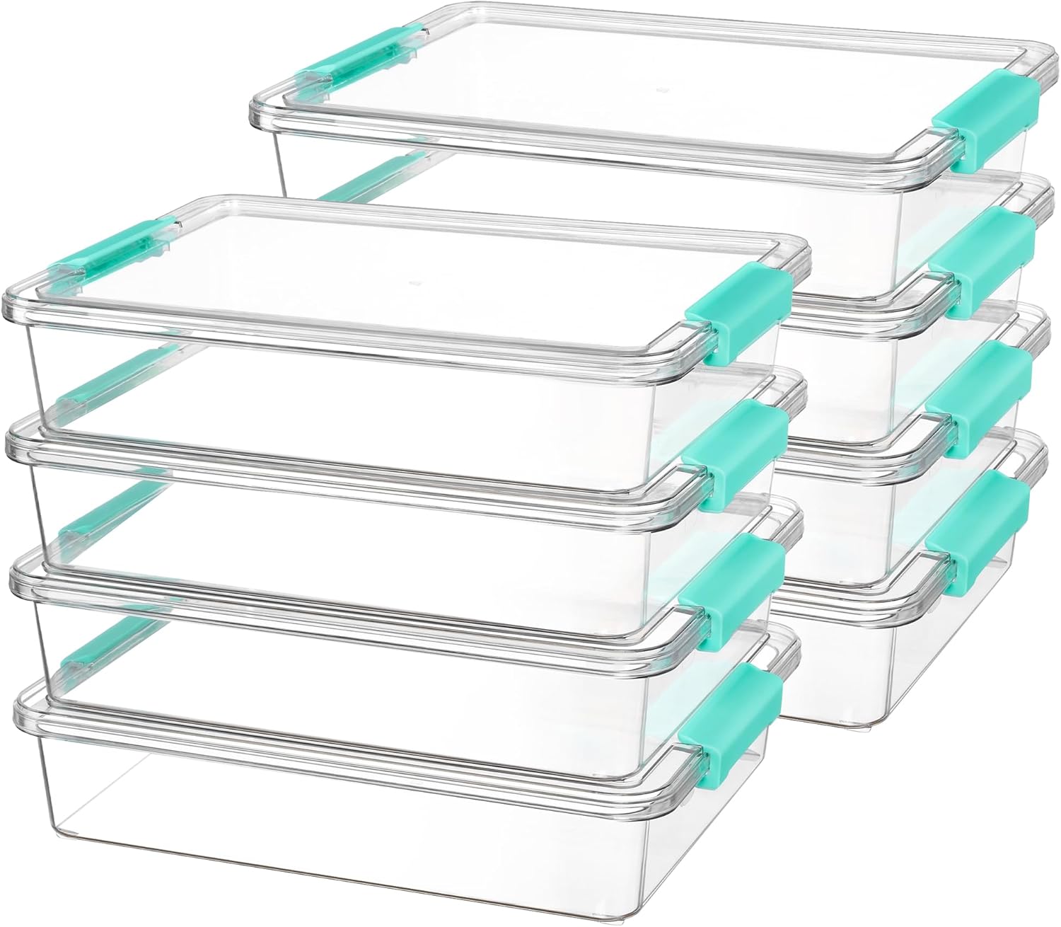 Vtopmart 6 Qt Clear Plastic Storage Bins with Lids - Stackable Organizers for Home, Office & Crafts | 8 Pack