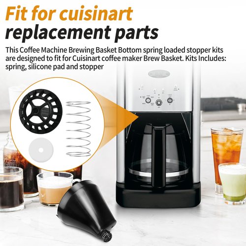 Coffee Machine Brew Basket Bottom Spring Loaded Stopper Kits Replacement Brew Baske for Cuisinart DCC-1200 DCC-1200BCH DCC-1200BW Coffee Maker Brew Basket Parts