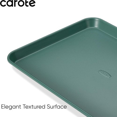 CAROTE 3-Piece Baking Pan Set - Durable Bakeware Set with 13", 15", & 17" Cookie Sheets in Deep Olive Green