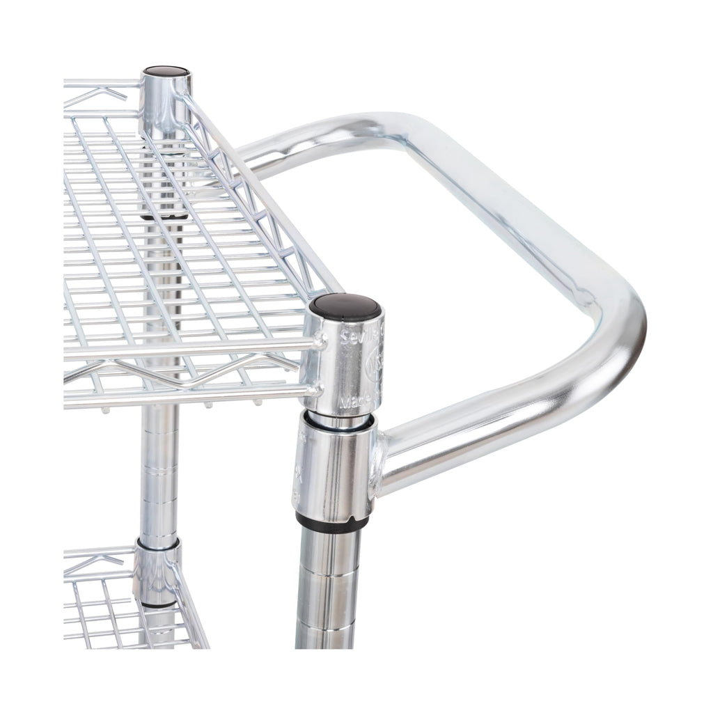 Seville Classics UltraDurable NSF Commercial Heavy Duty Metal Rolling Utility Cart, w/ Steel Shelves, Handle Bar for Restaurant, Garage, Warehouse, Kitchen, Office, Top Shelf (36"W x 18"D)