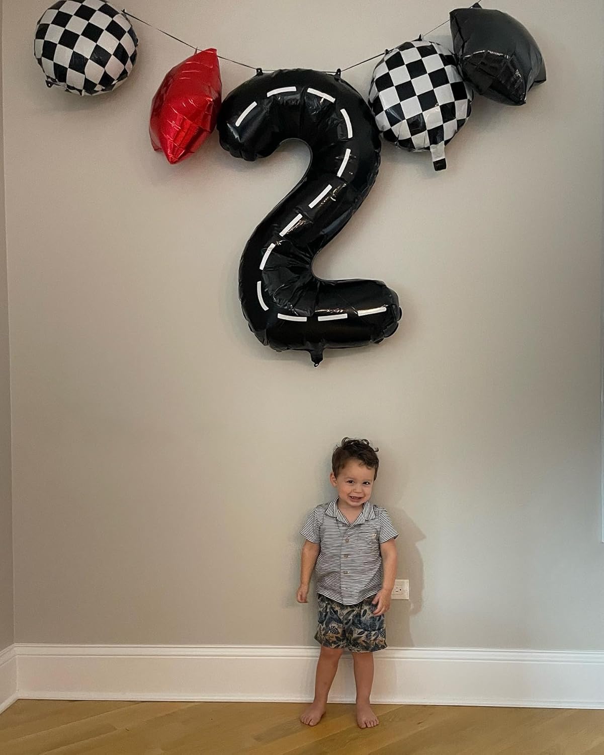 Race Car 9 Balloon - 40 Inch Black Giant Number Balloon for 9th Birthday Decorations