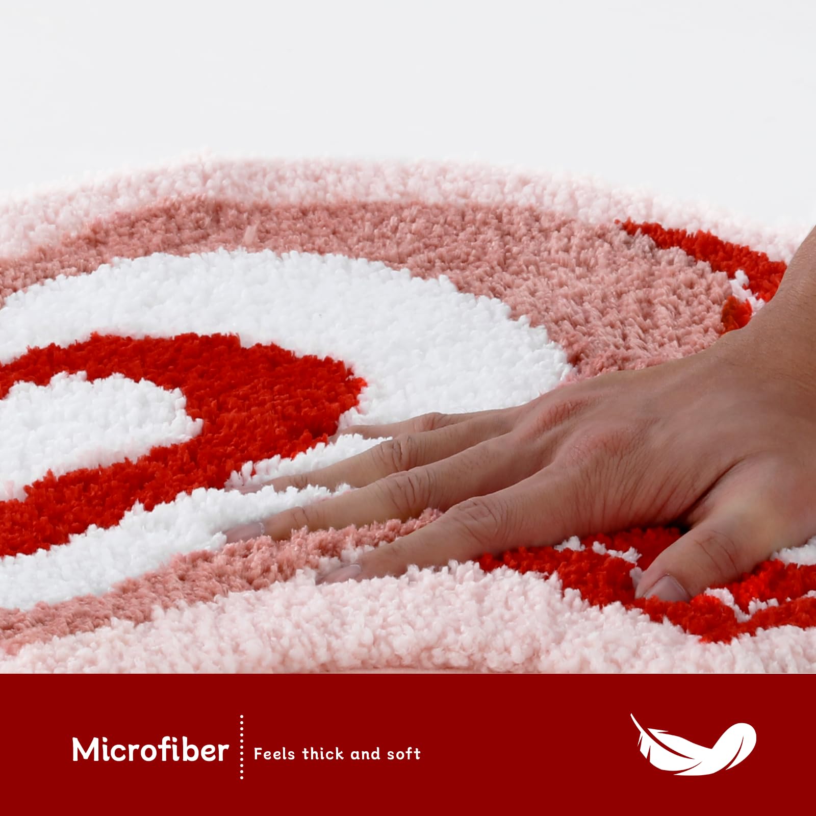 Moutina Love Heart Bathroom Rug 18x36 Inch, Soft and Absorbent Tufted Valentine's Day Bath Mat Non Slip Washable, Valentines Bathroom Decor Rug Holiday Decorations