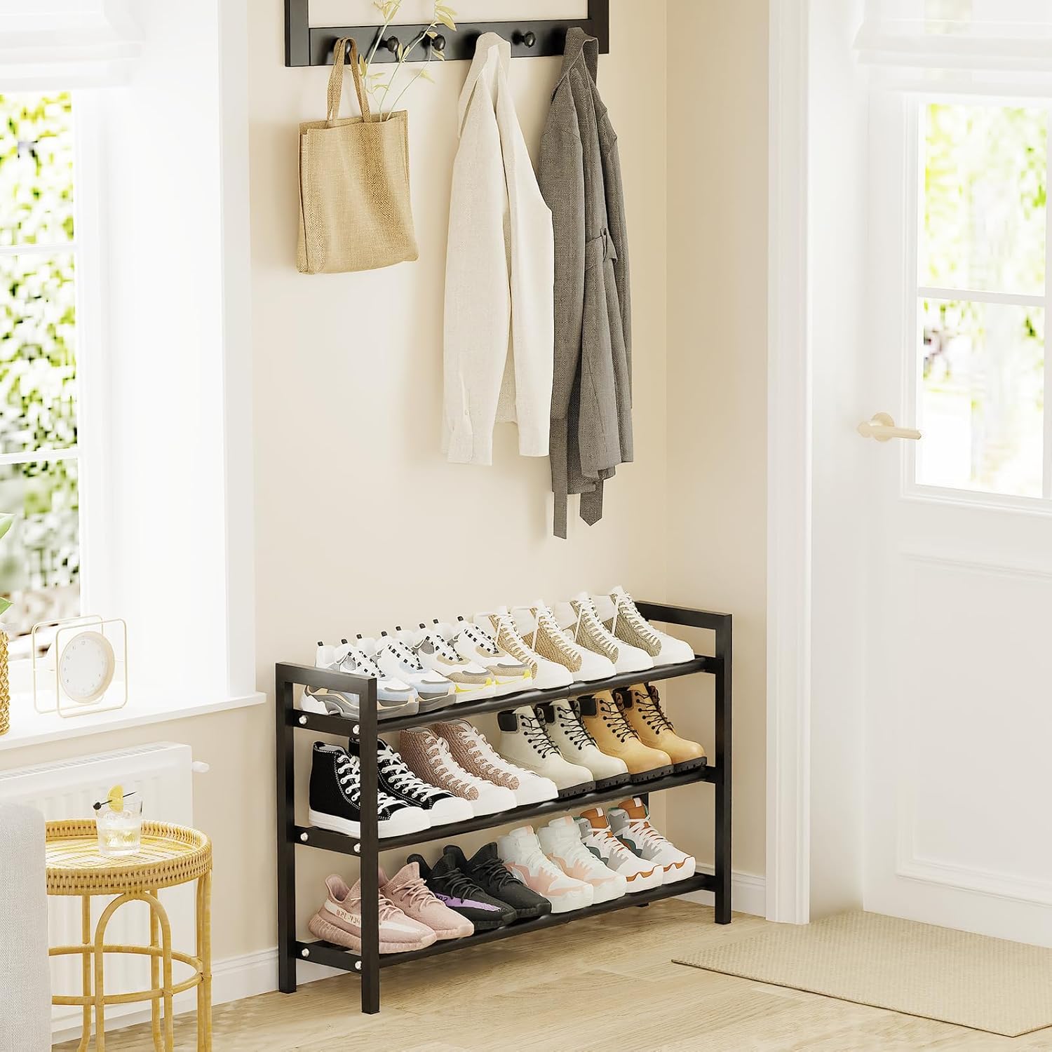 Mavivegue Expandable Shoe Rack - 3-Tier Adjustable Organizer for Closet & Entryway | 18-33” Size