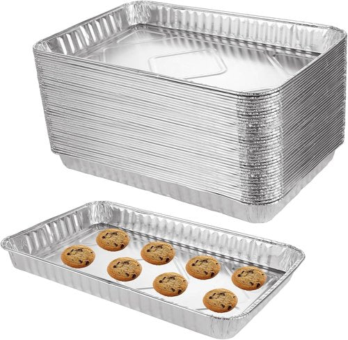 CYEAH Cookie Sheets for Baking - 50 Pcs Durable Nonstick Aluminum Foil Pans | 12.6 x 8 in, Perfect for BBQ & Camping