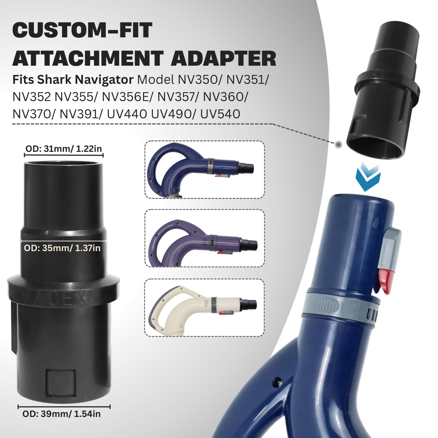 Vacuum Attachment Adapter Kit- Vacuum Hose Adapter - Pool Supply 1-1/4" or 1-1/2" Hoses Connector - Hoses Reducer Adapter - Reducer from 35mm/38mm/42mm to 32mm - from 1 3/8 inch to 1 1/4 inch