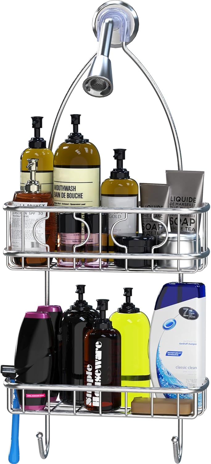 Simple Houseware Stainless Steel Shower Head Caddy Organizer - Durable & Spacious (24 x 10.2 x 4.25 Inches)