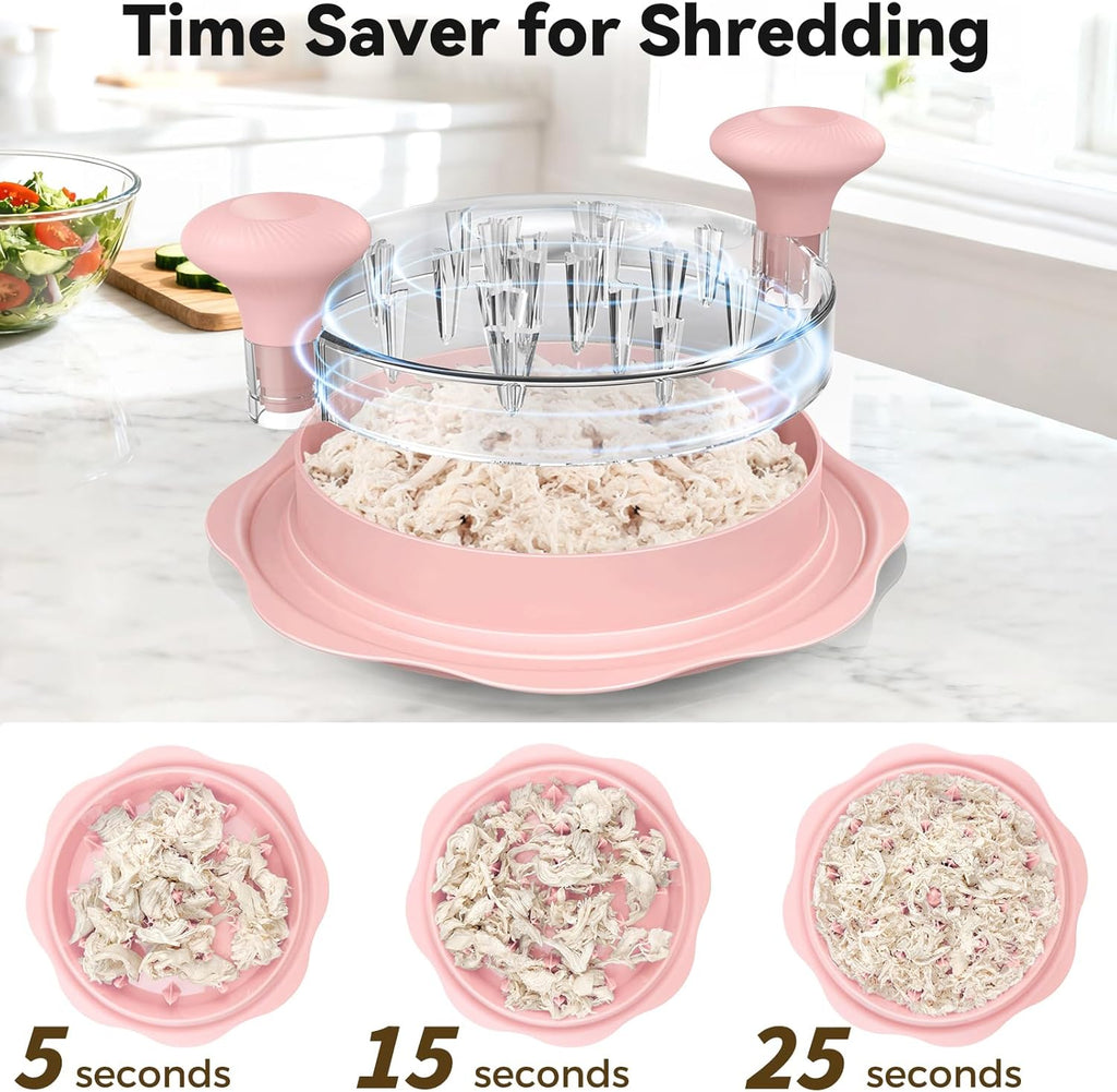 Ukeetap 10" Pro Chicken Shredder Tool - BPA-Free, Ergonomic Design, Anti-Slip Base | Pink