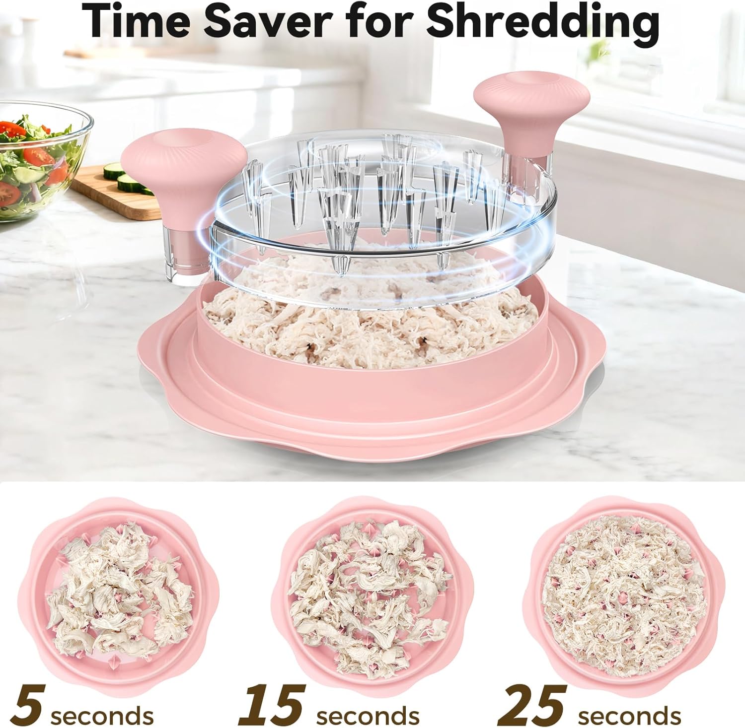 Ukeetap 10" Pro Chicken Shredder Tool - BPA-Free, Ergonomic Design, Anti-Slip Base | Pink