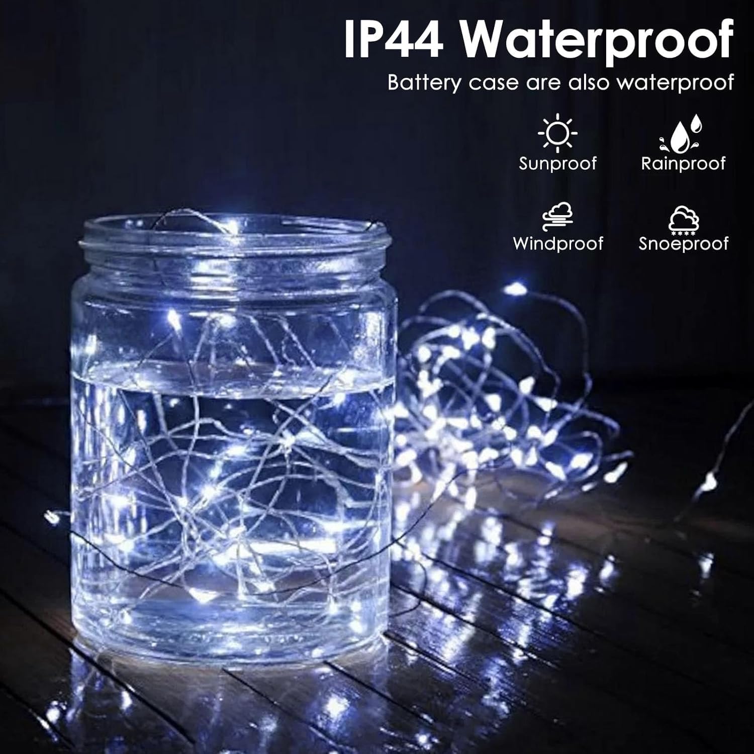 Skiennix 2-Pack Battery Operated Fairy Lights - 33FT 100 LED Waterproof String Lights | 8 Modes with Timer for Indoor/Outdoor Decor (Cool White)