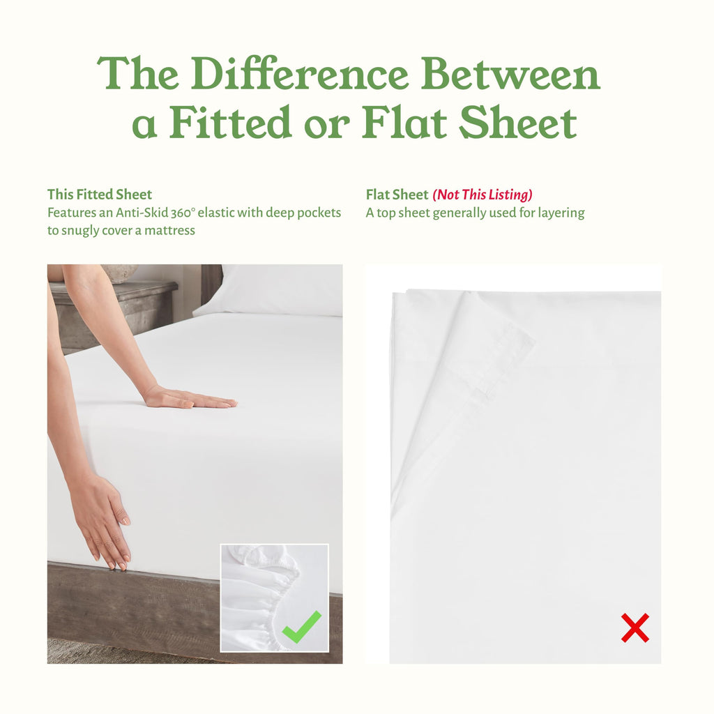California Design Den 100% Organic Cotton Fitted Sheet Queen Size Only, Percale, Deep Pocket Fitted Sheet Queen, Lightweight, Snug-Fit, Crisp, All Around Elastic, 1 Pc - True Ivory