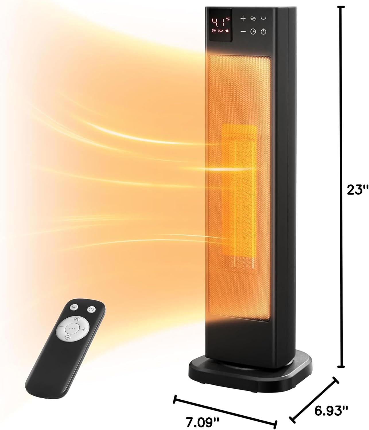Pelonis Oscillating Ceramic Tower Heater - Programmable Thermostat, Remote Control & Safety Features | 23 Inches, 1500W